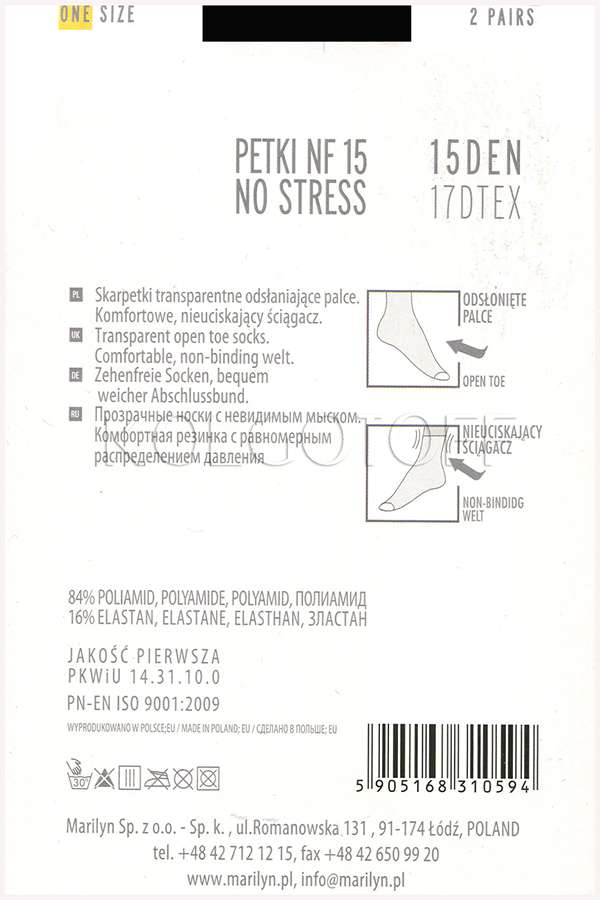 Носки с открытыми пальцами MARILYN Petki NF 15 No Stress